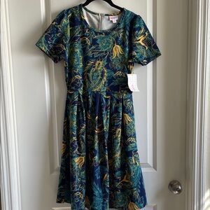 2 for $20 LuLaRoe Amelia Dress - Blue Teal and Yellow Floral small